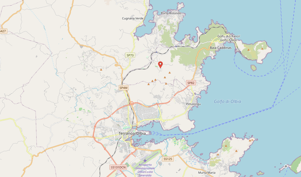 Kartenausschnitt Olbia mit Windfinder